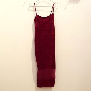 ASOS Crushed Velvet Merlot Slip Dress with Mesh 4